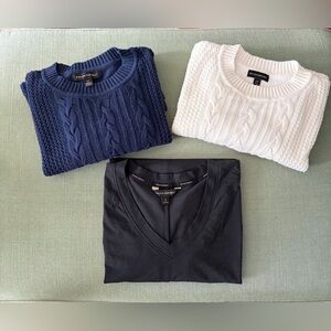 Banana Republic 👕 Two Crewneck Sweaters (Sm) and V-Neck T-Shirt (Med) Combo